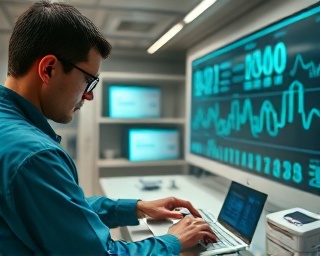 comprehensive conversion analytics, diligent, assessing statistical models, photorealistic, futuristic lab with holograms, highly detailed, animated data sets, 5K resolution, sepia and teal hues, diffused daylight, shot with an 85mm lens.